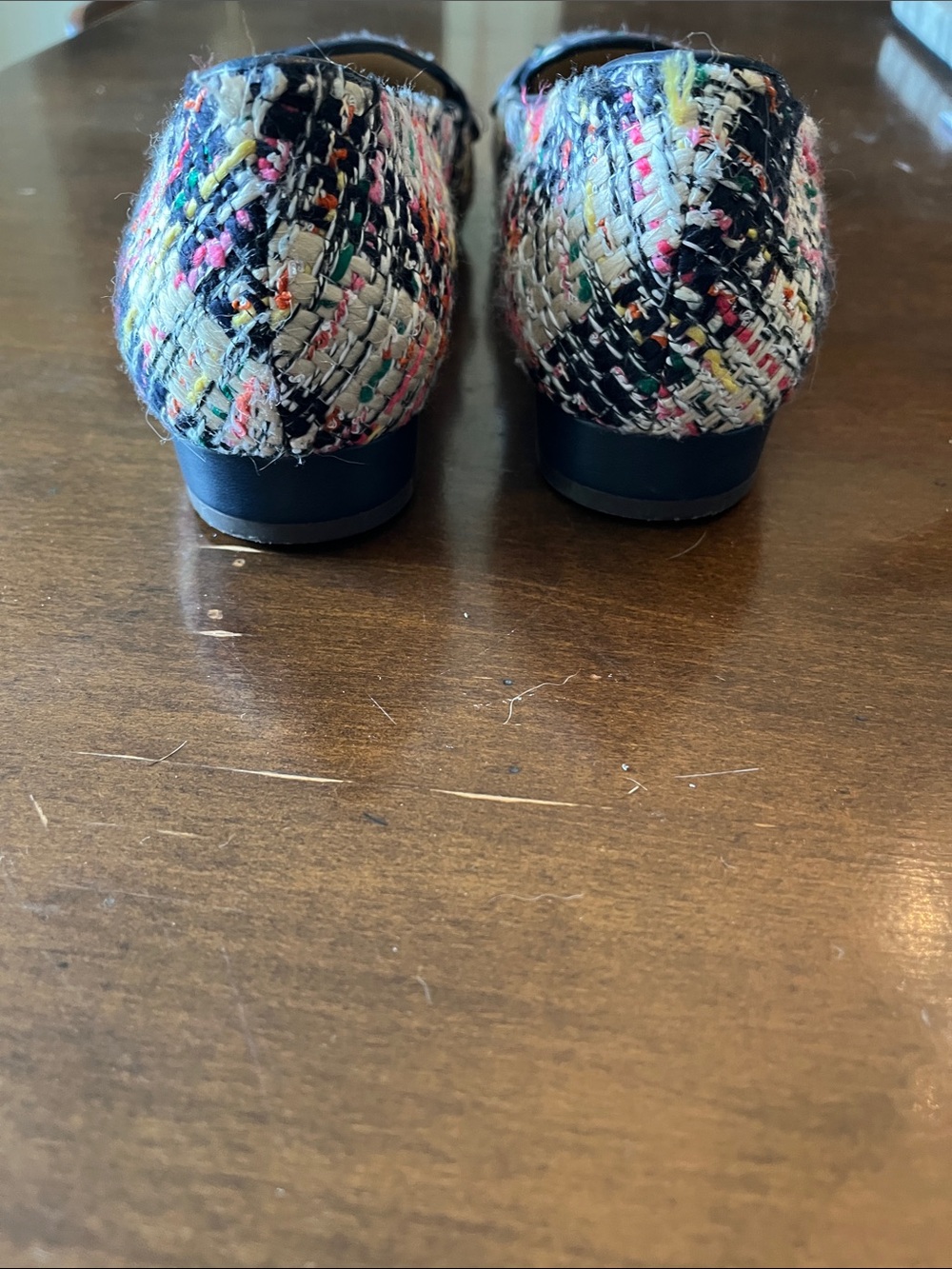Talbots Multicolor Tweed Loafers with Black Trim and Strap - Picture 6 of 7